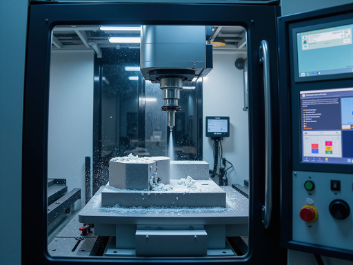 精密机械设备展示，数控机床正在运行，现代化机械加工车间背景，专业制造环境