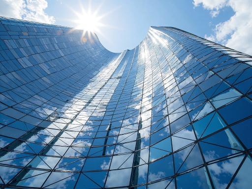 未来发展愿景展示，现代化办公大楼外观，国际化商务环境背景，企业成长发展概念